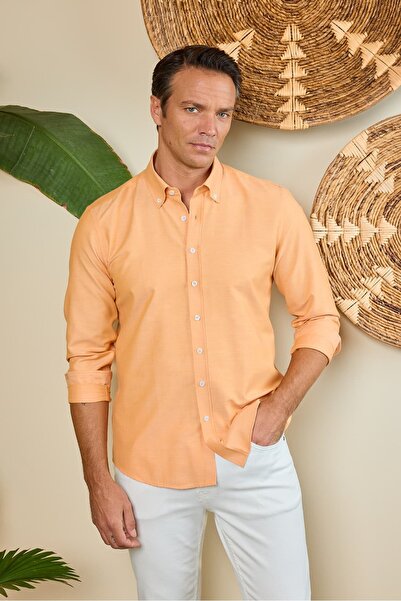 RUFELLI Ανδρικό πουκάμισο Oxford με κουμπιά στο γιακά, στενή γραμμή