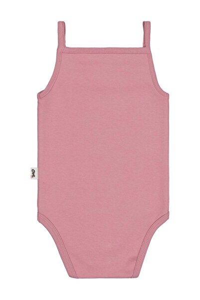 Civil Baby Combed Cotton Rope Strap Lace 3-9 Months Girl Snap Fastener Bodysuit - Pink9-12 Months