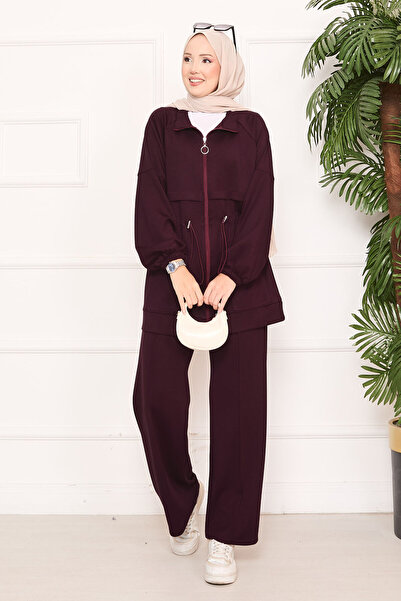 EBRUTESETTÜR Adjustable Waist Pocket Detailed Hijab Two-Piece Set