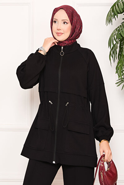 EBRUTESETTÜR Adjustable Waist Pocket Detailed Hijab Two-Piece Set