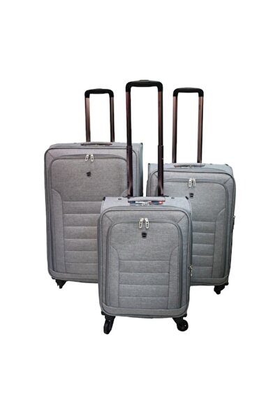 DEJUNO Trolley set DJ-626, 3 sizes 20", 24", 28", 4 swivel wheels, light grey