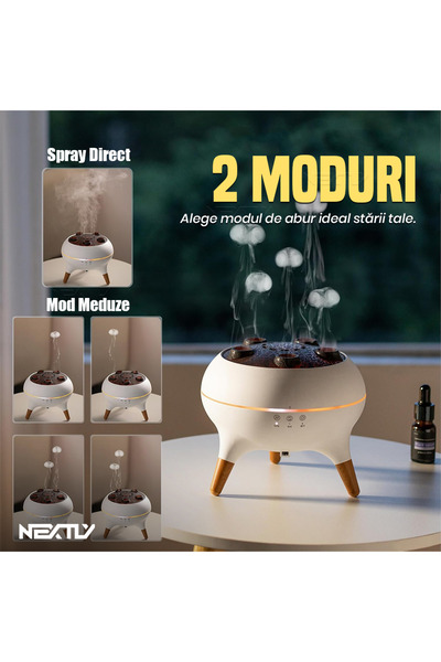 NEXTLY Jellyfish Ultrasonic Aroma Diffuser with RGB Light & Sound-Activated Mist, 250ml, White
