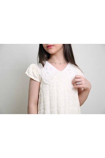 Generic Girls' dress with lace embroidery that looks like pearls