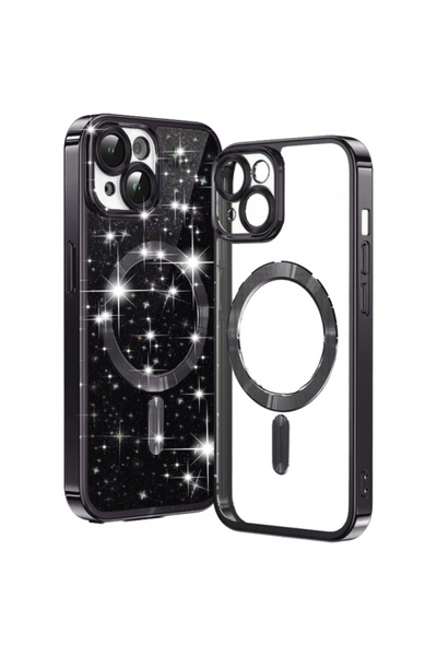 Apple Husa MagSafe pentru iPhone 15 Plus, Techsuit, Luxury Glitter, Neagra