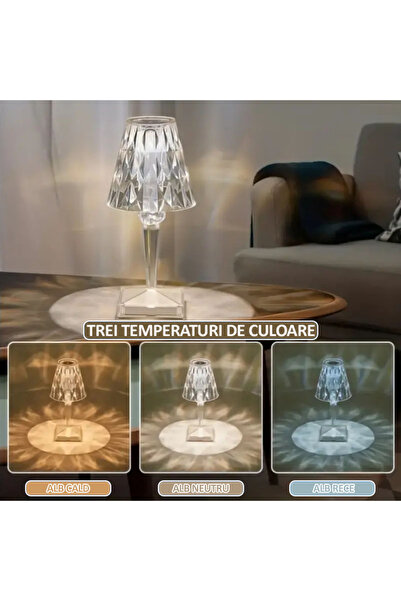 NEXTLY Λάμπα αφής από ακρυλικό κρύσταλλο - Ρυθμιζόμενη τρίχρωμη λυχνία LED, επαναφορτιζόμενη, εκλεπτυσμένη σχεδίαση