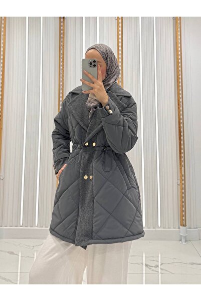 BZ BUTİK Waist-Tightening Quilted Coat