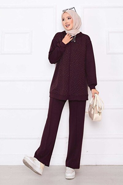 EBRUTESETTÜR Serpme Taşlı Fermuarlı yumuşak İkili Takım