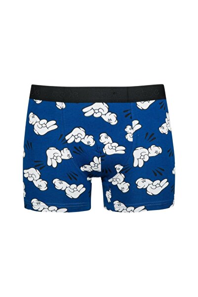 OBJE Erkek Mavi El Hareketli Desen Boxer