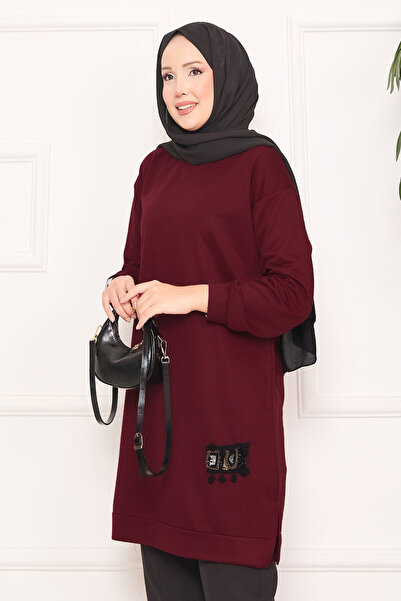 EBRUTESETTÜR Stone Embroidered Pompom Hijab Tunic