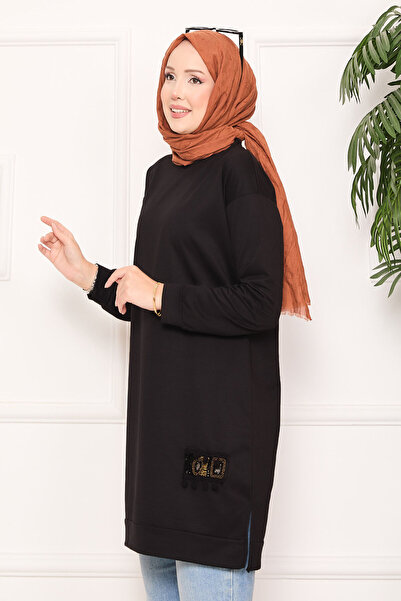 EBRUTESETTÜR Stone Embroidered Pompom Hijab Tunic