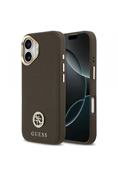Apple Husa MagSafe pentru iPhone 17, Guess, Grained Strass Logo, Maro