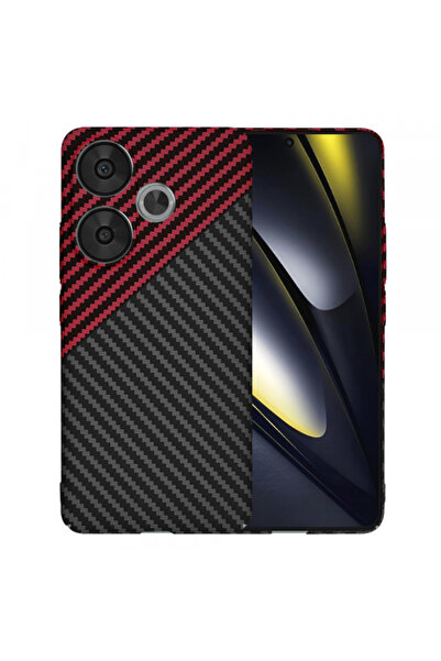 Xiaomi Case for Poco F6, Techsuit, Carbonite FiberShell, Black Red