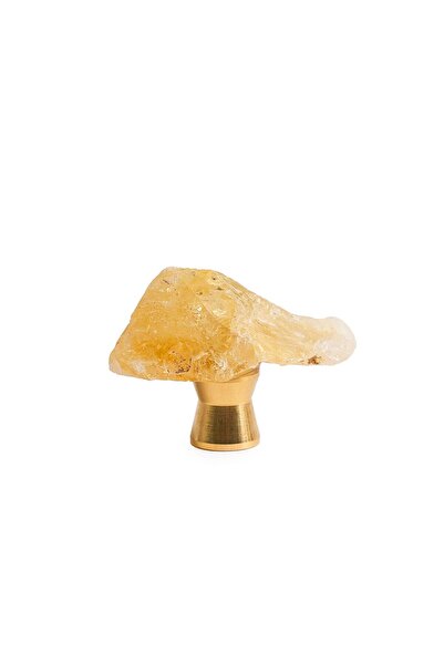 Onuvio Crystal and Semi-Precious Stone Knob Furniture Handle with Brass Base, Model M03 - Yellow
