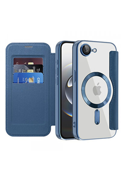Apple MagSafe Case for iPhone 16e, Techsuit, SmartMag Book, Blue