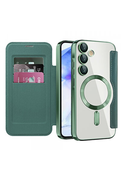 Samsung Husa MagSafe pentru Galaxy A55 5G A556, Techsuit, SmartMag Book, Verde