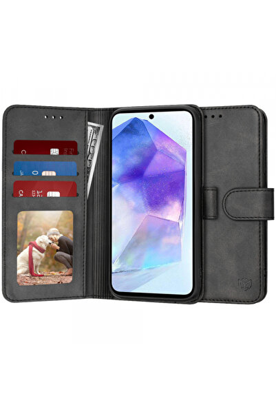 Samsung Θήκη για Galaxy A55 5G A556, Τεχνική στολή, Ημερολόγιο, Μαύρη
