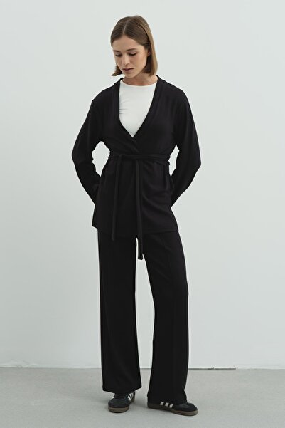 C&City Pure Touch Ribbed Stitched Pants Black