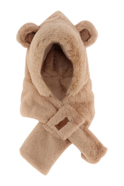 Löwin Cute Animal Figured Plush Beanie with Ears – Winter Hat with Scarf, Soft and Warm