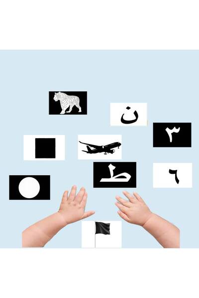 ethra alwsayl My Child Cards Series - Black & White Arabic Letters and Numbers