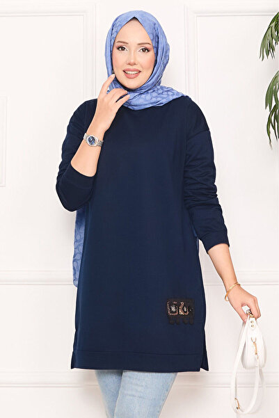 EBRUTESETTÜR Stone Embroidered Pompom Hijab Tunic