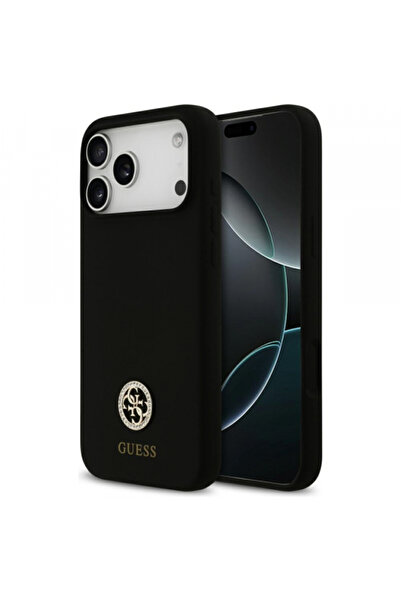 Apple Калъф MagSafe за iPhone 17 Pro Max, Guess, Strass Logo 4G, Черен