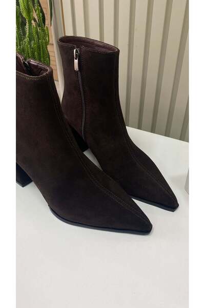 Hermones Mexico Kadın Hakiki Deri Sivri Burun Kalın Topuk Bot