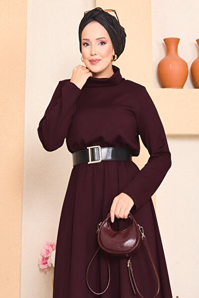 EBRUTESETTÜR Turtleneck Gathered Waist Hijab Dress
