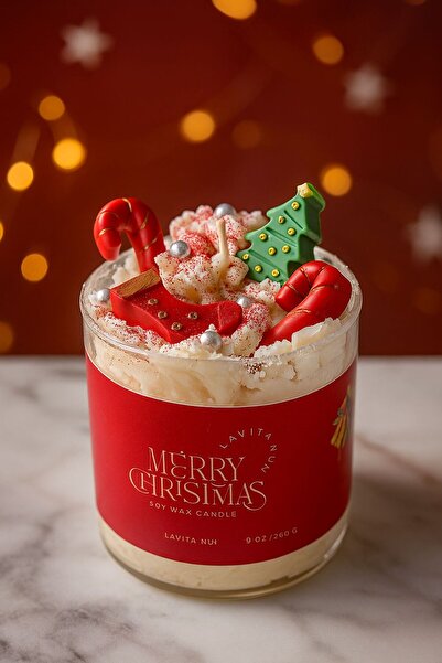 LAVİTAMUM Yılbaşı Temalı Yoğun Kokulu Vegan Mum – Doğal Soyawax, Dekoratif Hediye Seçeneği