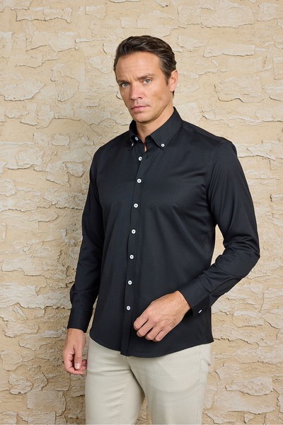 RUFELLI Button-Down Collar Oxford Stretch Fabric Slim Fit Men's Shirt