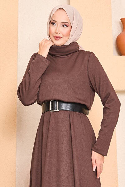 EBRUTESETTÜR Turtleneck Gathered Waist Hijab Dress
