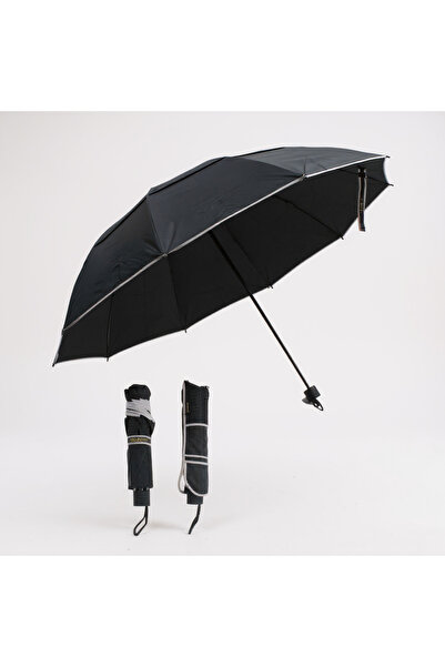 VANCKEY Kadın ve Erkek Çift Katlı Siyah Protokol Şemsiye Fiber Gövde 10 Telli...