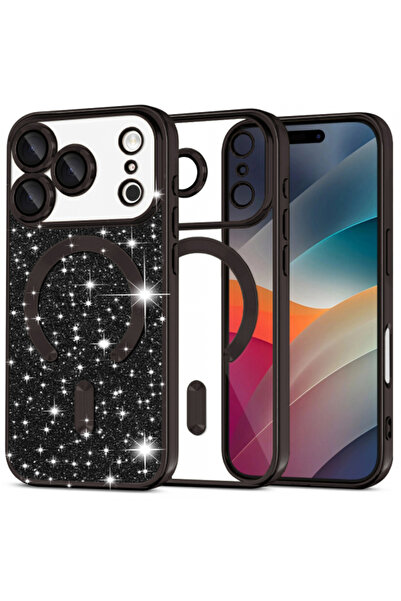 Apple Калъф MagSafe за iPhone 17 Pro Max, Techsuit, луксозен блясък, черен