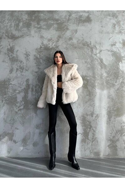 beşirebutik Shawl Collar Stylish Fur