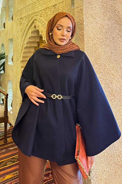 EBRUTESETTÜR Mobile Belted Button Detailed Hijab Poncho