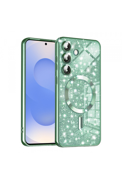 Samsung Husa MagSafe pentru Galaxy S25 S931, Techsuit, Luxury Glitter, Verde ...