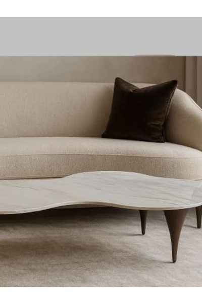 BEC49 Curved Oval Ceramic Coffee Table - Modern Free Design