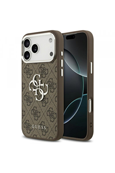 Apple Case for iPhone 17 Pro Max, Guess, Big 4G Logo Classic, Silver Brown