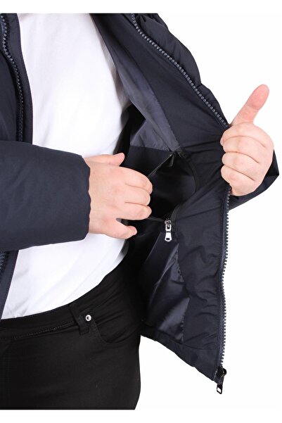 MocGrande Men's Large Size Hooded Coat Lusso 2505 Navy Blue