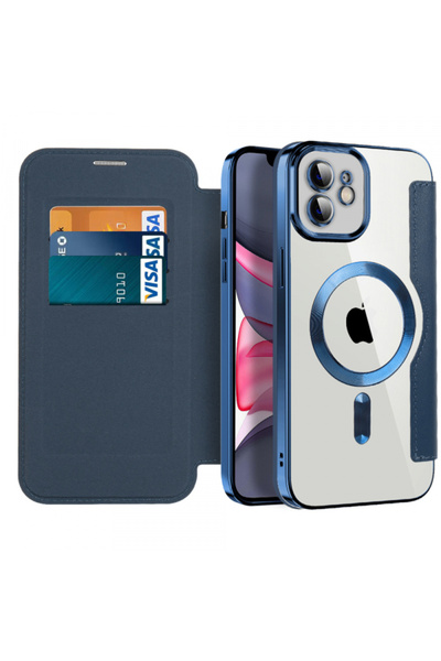 Apple MagSafe Case for iPhone 11, Techsuit, SmartMag Book, Blue