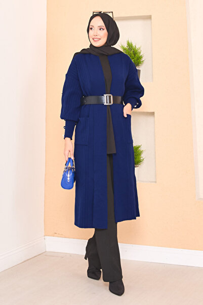 EBRUTESETTÜR Shawl Collar Hijab Knitwear Cardigan with Cuff Buttons