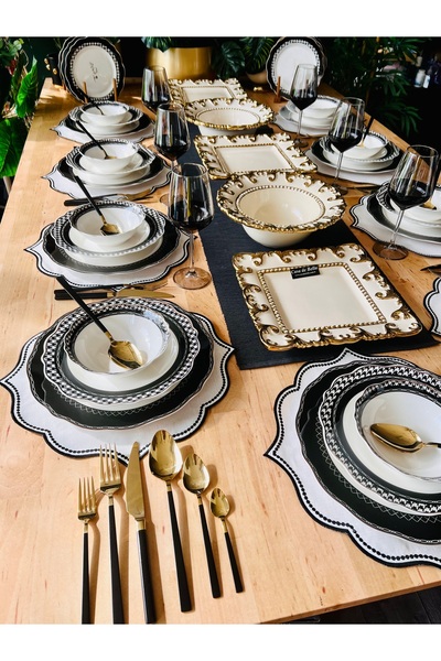 CASA DE BELLA Black Star 142 Parça 12 Kişilik Yemek Takımı Ve Servis Seti Ve ...