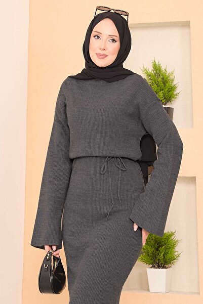 EBRUTESETTÜR Genişkol Ribbed Hijab Knitwear Dress