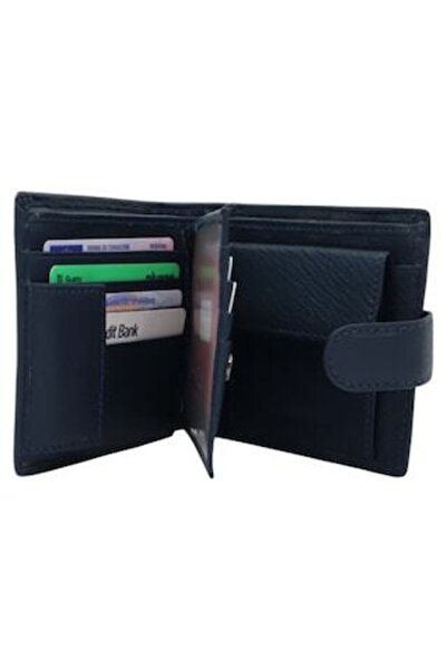 HASSION - Men's leather wallet 241, Navy