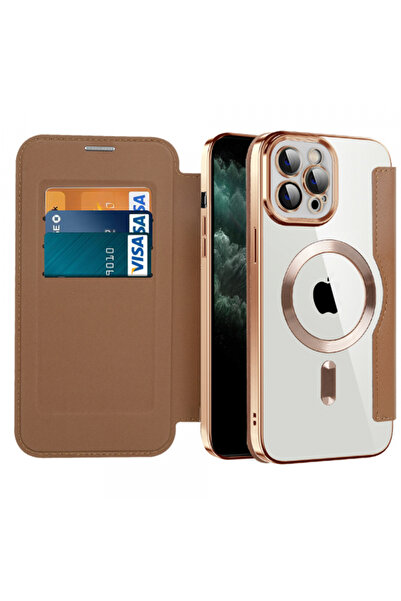 Apple MagSafe Case for iPhone 11 Pro Max, Techsuit, SmartMag Book, Brown