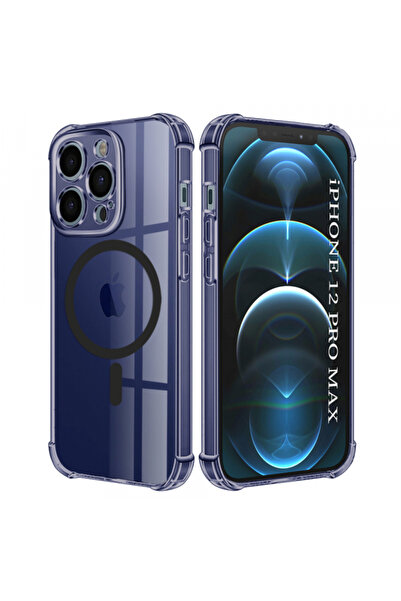 Apple Husa MagSafe pentru iPhone 12 Pro Max, Techsuit, Shockproof Clear, Neagra