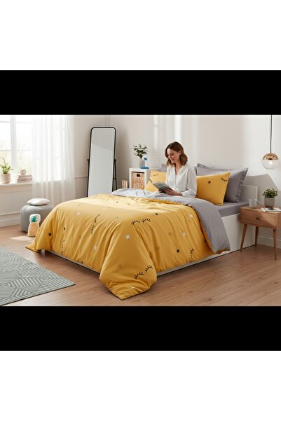 Comfort Craft Yellow Dide Easy-Iron Duvet Cover Set for Single Bed