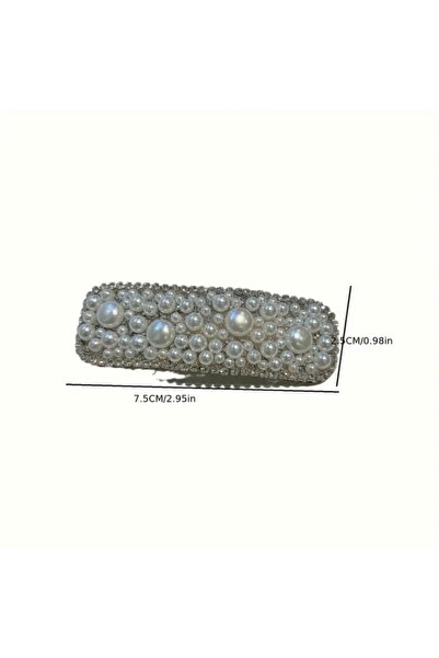 Accessories Hei Korean Pearl Chic Elegant Women Hair Accessory Rectangle Barrette 1Pcs