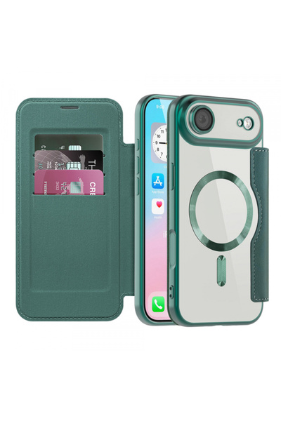 Apple Husa MagSafe pentru iPhone 17 Air, Techsuit, SmartMag Book, Verde