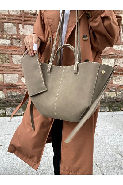 H&D COLLECTİON Geantă de mână și de umăr Polen pentru femei din piele intoarsa maro