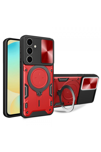 Samsung Case for Galaxy S24 FE S721, Techsuit, CamGuard Pro, Red